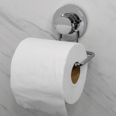 Suporte Porta Papel Higiênico de Parede em Aço Com Ventosa Cromado Instalação Rápida - Ela Decora